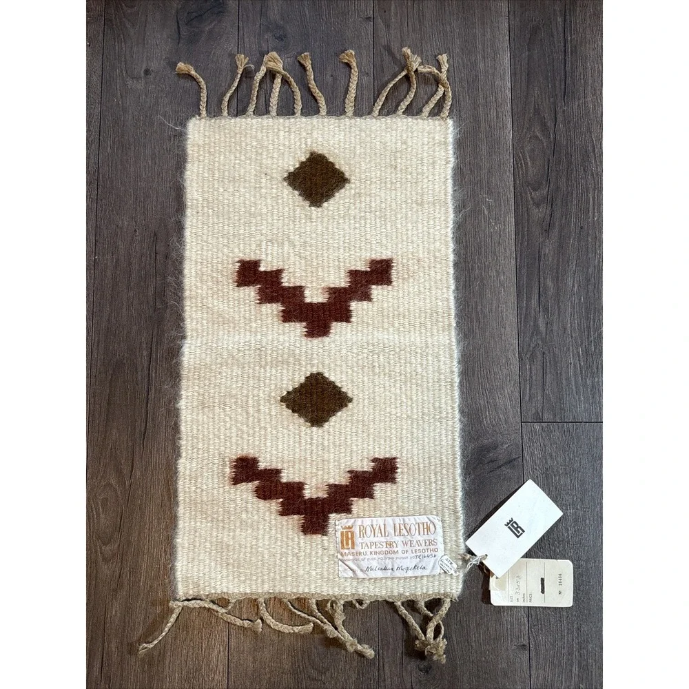 Vintage Royal Lesotho Tapestry Weavers Peru Mohair Mat 21x12 NWT Southwest Decor